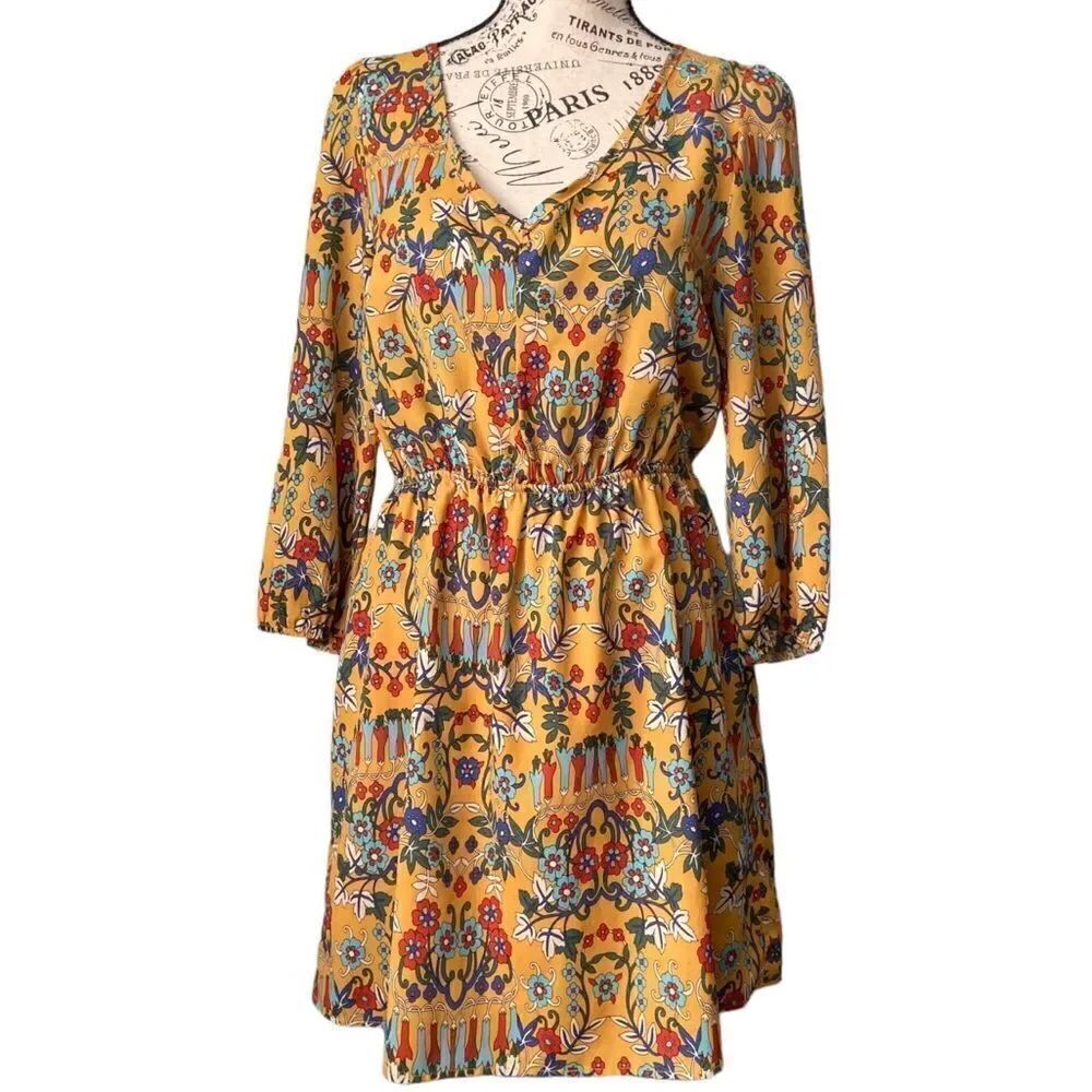 Wish Boho Floral Print Long Sleeve Dress in Size ***SEE MEASUREMENTS****
